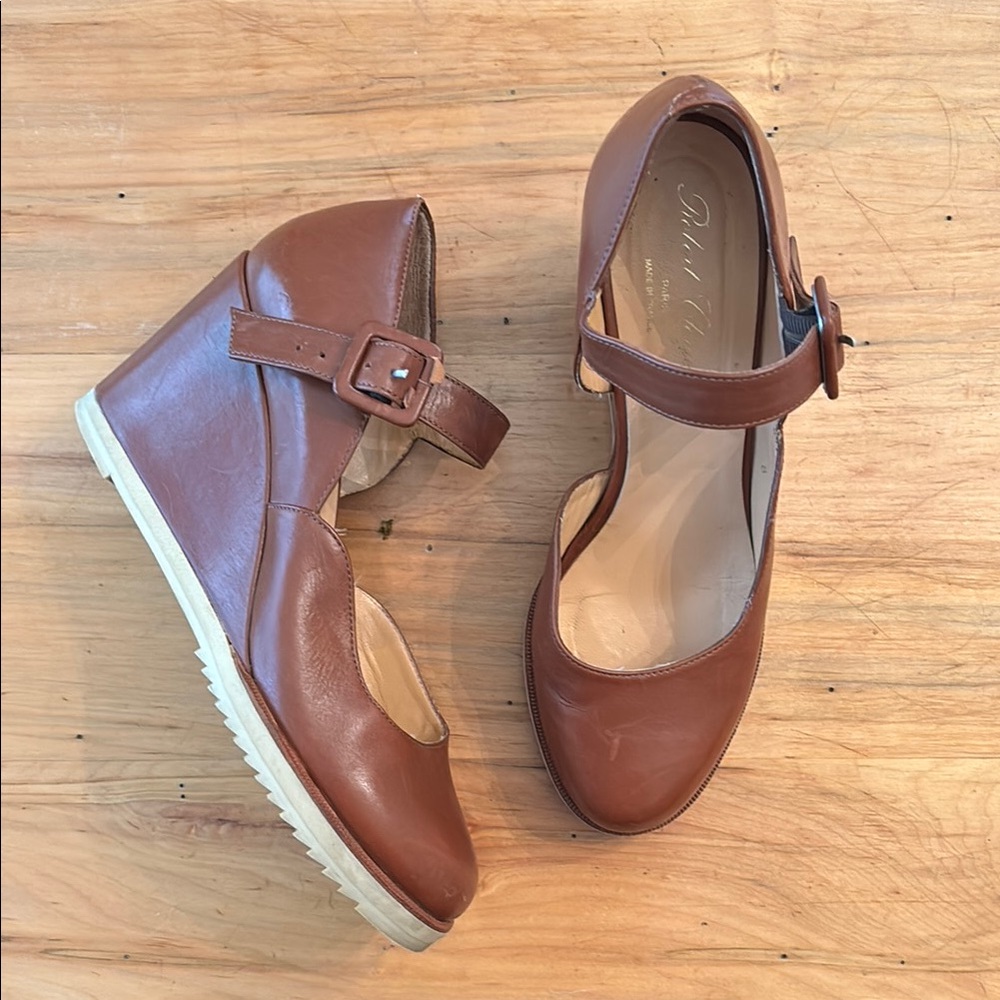 Robert Clergerie Brown Leather Wedge Shoes